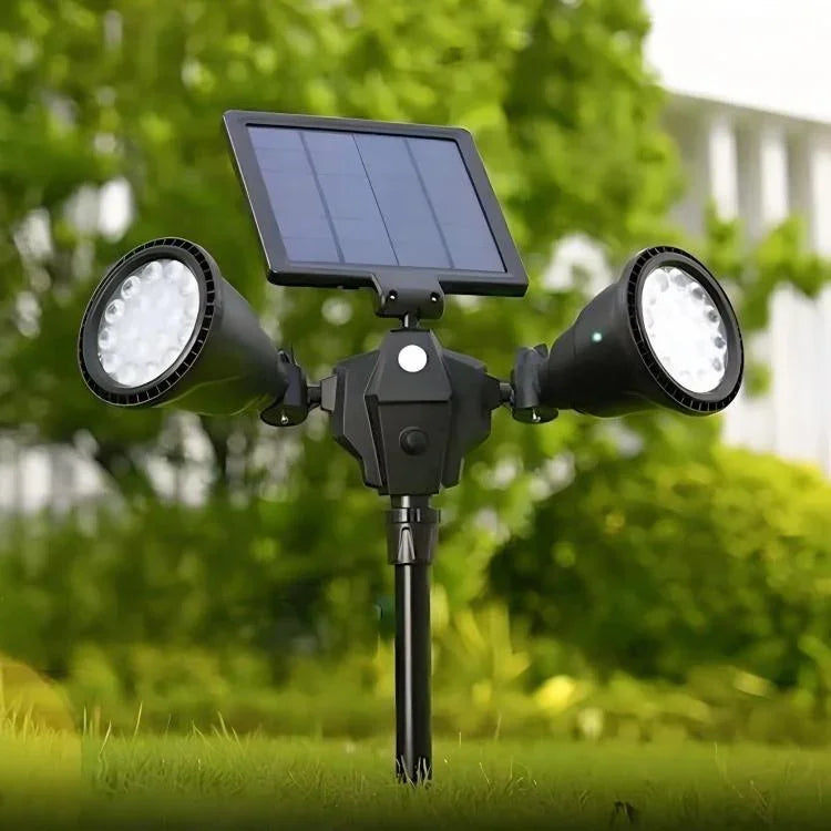 ソーラー駆動ロボットLEDスポットライト ダブルヘッドスマートセンサーライト 屋外芝生用