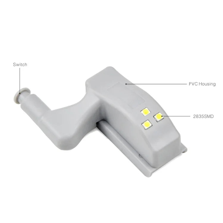 10個セット 0.3W ユニバーサル内蔵ヒンジLEDセンサーランプ 食器棚用 3LED ナイトライト 自動ON/OFF電球、10個セット 白色光、10個セット 暖白色