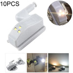 10個セット 0.3W ユニバーサル内蔵ヒンジLEDセンサーランプ 食器棚用 3LED ナイトライト 自動ON/OFF電球、10個セット 白色光、10個セット 暖白色