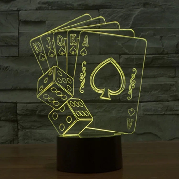 7 Color Discoloration Creative Visual Stereo Lamp Desk Lamp Night Light, Poker Style