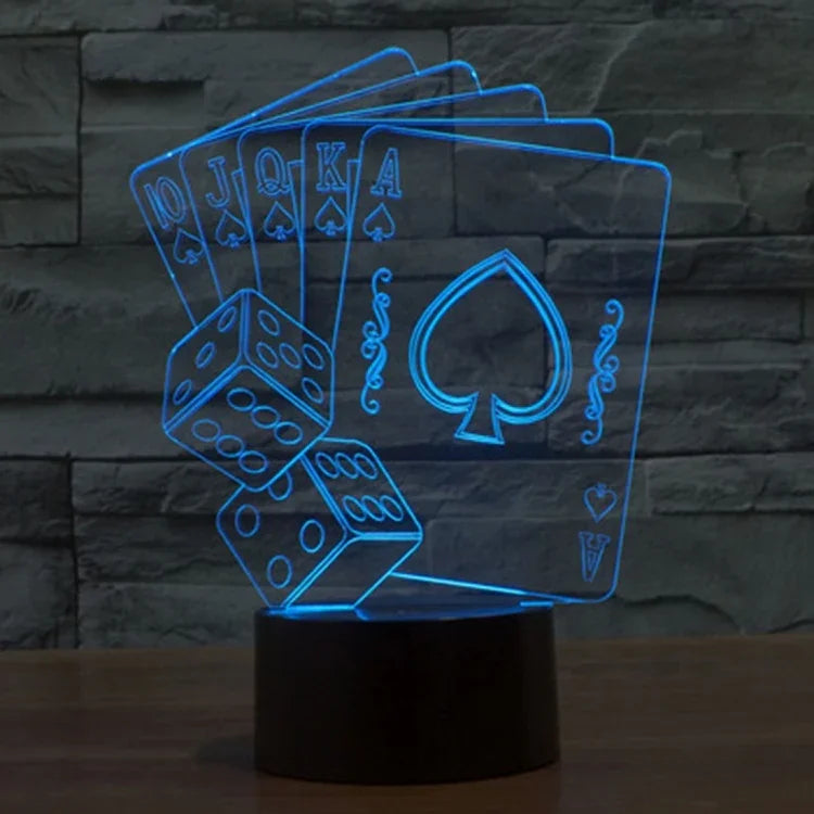 7 Color Discoloration Creative Visual Stereo Lamp Desk Lamp Night Light, Poker Style