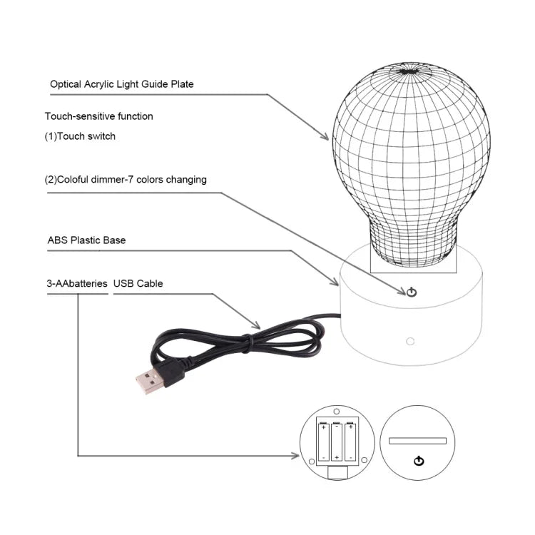 7 Colour Discoloration Creative Visual Stereo Lamp Desk Lamp Night Light, Pyramid Style