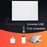 超薄型A4サイズ ポータブルUSB LEDアートクラフト トレーシングライトボックス コピー板 アーティスト用 描画 スケッチ アニメーション X線観察用 明るさ調整なし 充電器なし