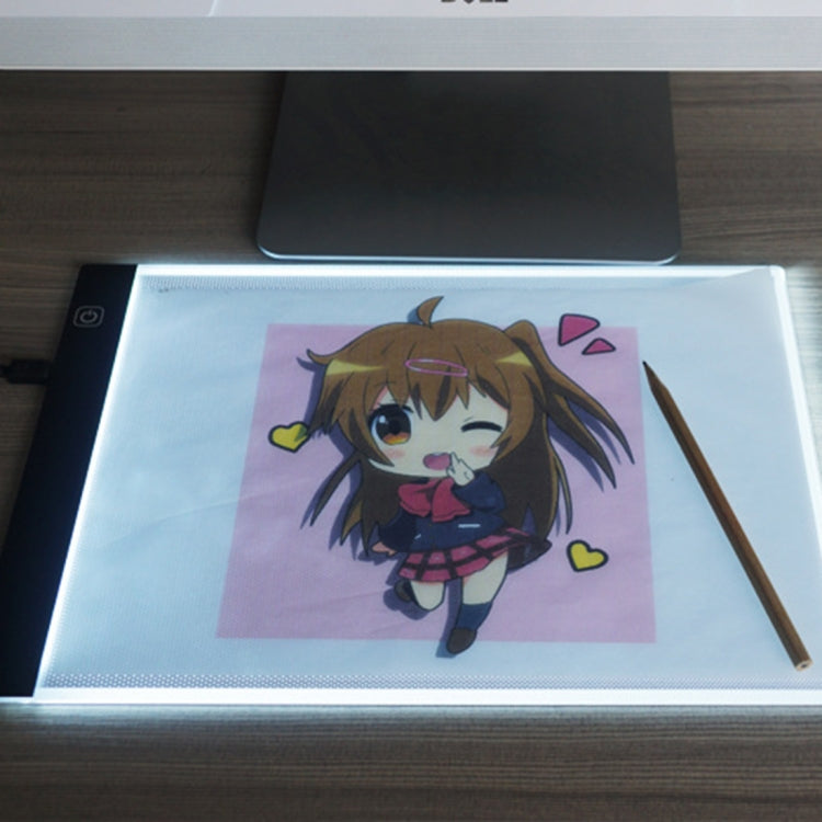 超薄型A4サイズ ポータブルUSB LEDアートクラフト トレーシングライトボックス コピー板 明るさ調整機能付き アーティスト用 描画 スケッチ アニメーション X線観察用 明るさ調整
