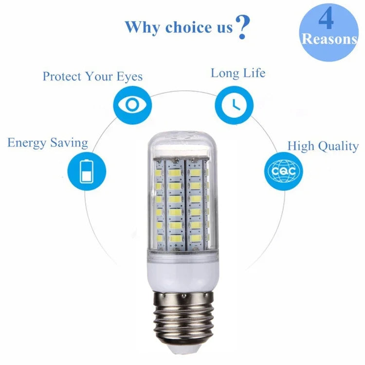 56個LED SMD 5730電球、AC 220V、5W 220V 白色光、5W 220V 暖白色