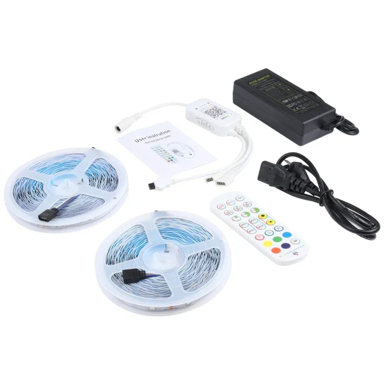 20m 600LED SMD 5050 IP44防水RGBライトストリップ24キーBluetooth＋音楽リモコン付き、EUプラグ、20m 600LED IP44