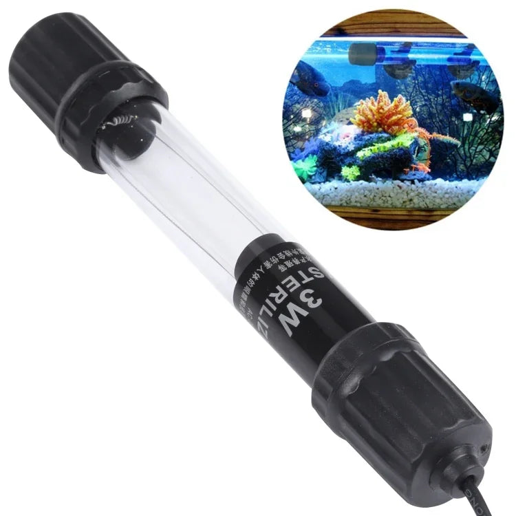 UV-003 3W 紫外線殺菌ランプ 水槽用消毒ライト、EUプラグ、3W