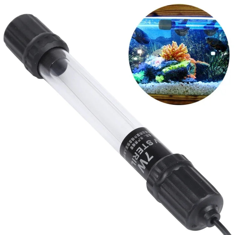 UV-007 7W 紫外線殺菌ランプ 水槽用消毒ライト、EUプラグ、7W