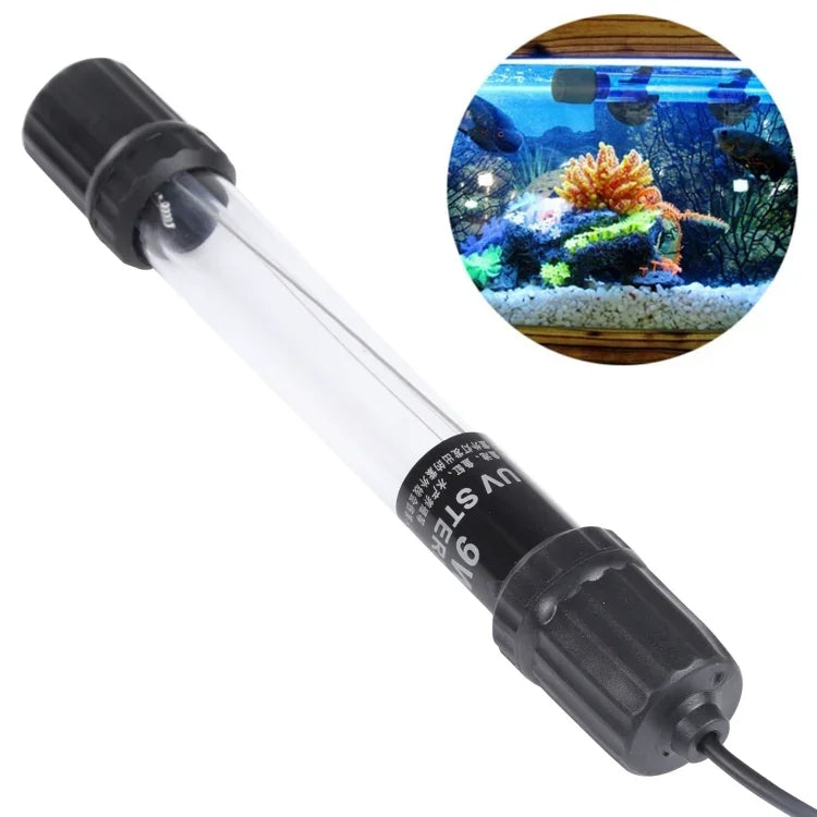 UV-009 9W 紫外線殺菌ランプ 水槽用消毒ライト、EUプラグ、9W