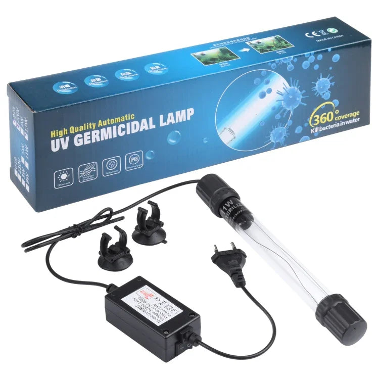 UV-011 11W 紫外線殺菌ランプ 水槽用消毒ライト、EUプラグ、11W