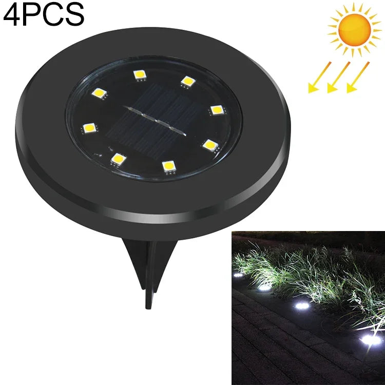 4個セット 8 LED IP65防水ソーラー埋設ランプ ガーデンヴィラ ガーデン芝生装飾スポットライト