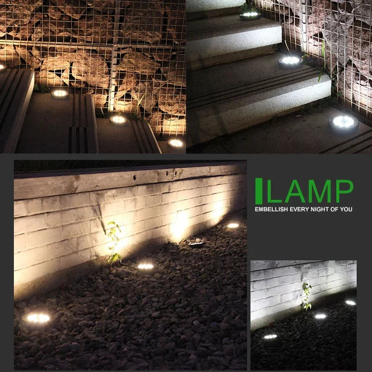 4個セット 8 LED IP65防水ソーラー埋設ランプ ガーデンヴィラ ガーデン芝生装飾スポットライト