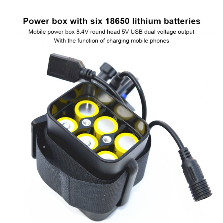 6セクション 18650バッテリーマルチファンクションモバイルパワーボックス 8.4v丸型端子＆5v USB二重電圧出力 バッテリーなし、8.4v