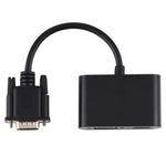 2-in-1 VGA to HDMI + VGA 15ピン HDTVアダプターコンバーター 音声付き
