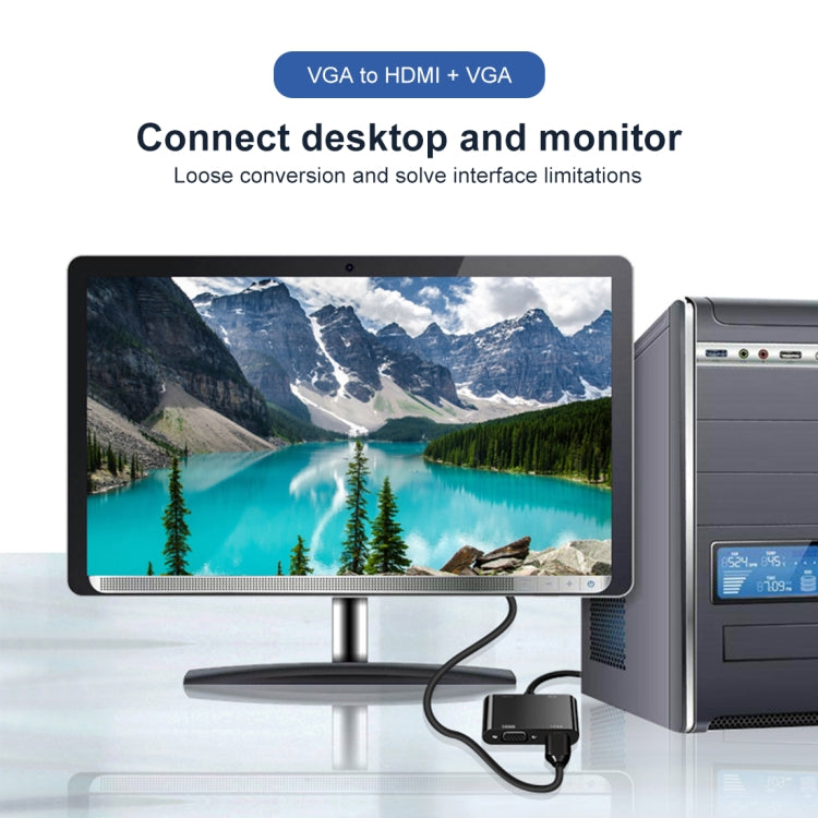 2-in-1 VGA to HDMI + VGA 15ピン HDTVアダプターコンバーター 音声付き
