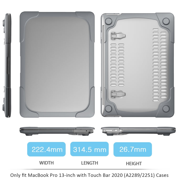 MacBook Pro 13インチ 2022 & A2289 / A2251 / A2338 2020用 PC + TPU 二色ラップトップ保護ケース