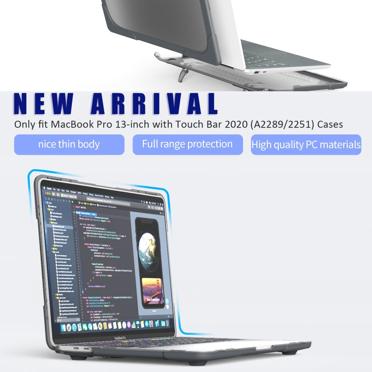 MacBook Pro 13インチ 2022 & A2289 / A2251 / A2338 2020用 PC + TPU 二色ラップトップ保護ケース