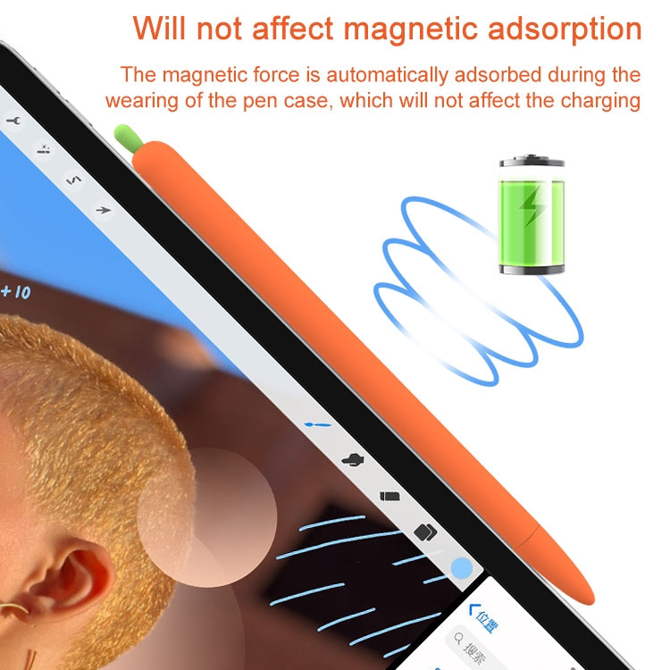 LOVE MEI Apple Pencil 1用 キャロット形状スタイラスペン シリコン保護ケースカバー、Apple Pencil 1用