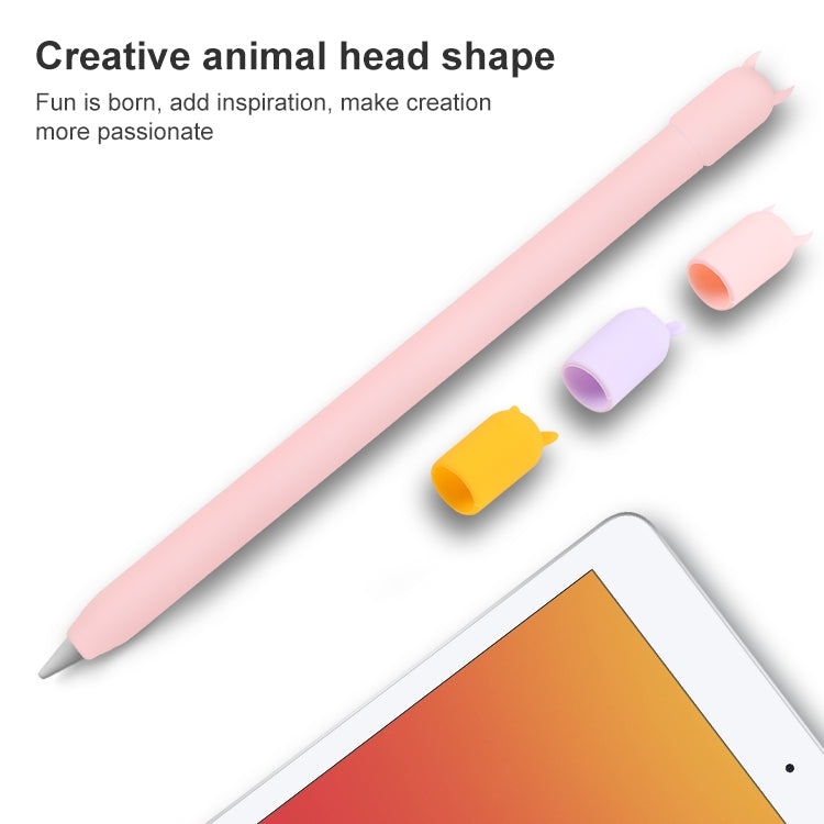Apple Pencil 2用4in1スタイラスペンカートゥーン動物シリコン保護ケース、Apple Pencil 2対応