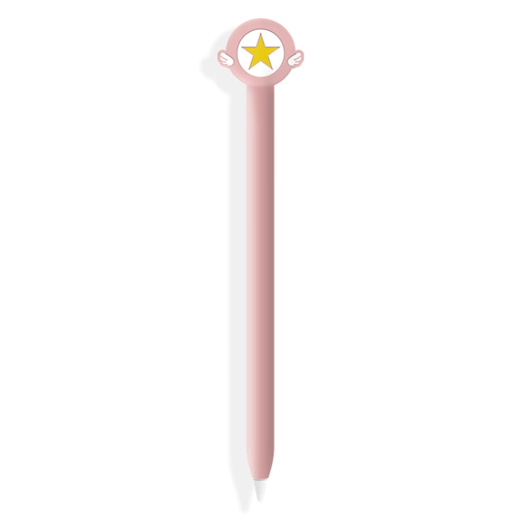 Apple Pencil 1用かわいいカートゥーンシリコン保護カバー（五芒星ピンク）、Apple Pencil 1対応
