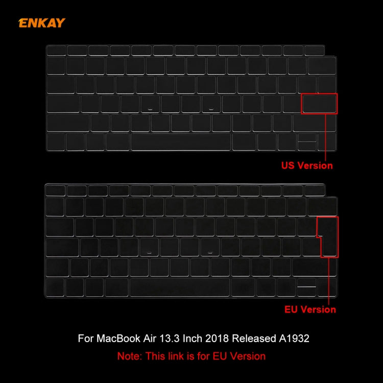 ENKAY TPUキーボードプロテクターカバー MacBook Air 13.3インチ A1932 (2018) EU版、MacBook Air 13.3インチ A1932 (2018)用