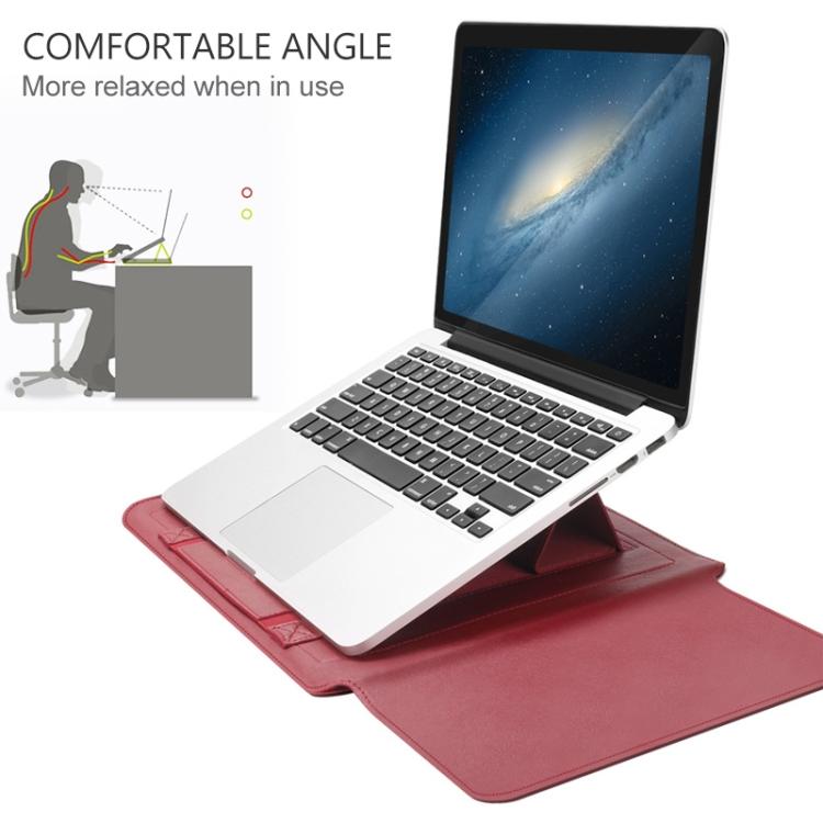 4-in-1 ユニバーサル防水PUレザーラップトップライナーバッグ ハンドル＆スタンド＆ペンホルダー付き＋2個ワインダー＋マウスバッグ＋充電器バッグセット 13 / 14インチラップトップ用、13 / 14インチ