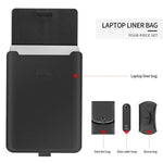 4-in-1 防水PUレザー ノートパソコンインナーバッグ ハンドル＆スタンド＆ペンホルダー付き＋2個ワインダー＋マウスバッグ＋充電器バッグセット 15インチノートパソコン用、15インチ