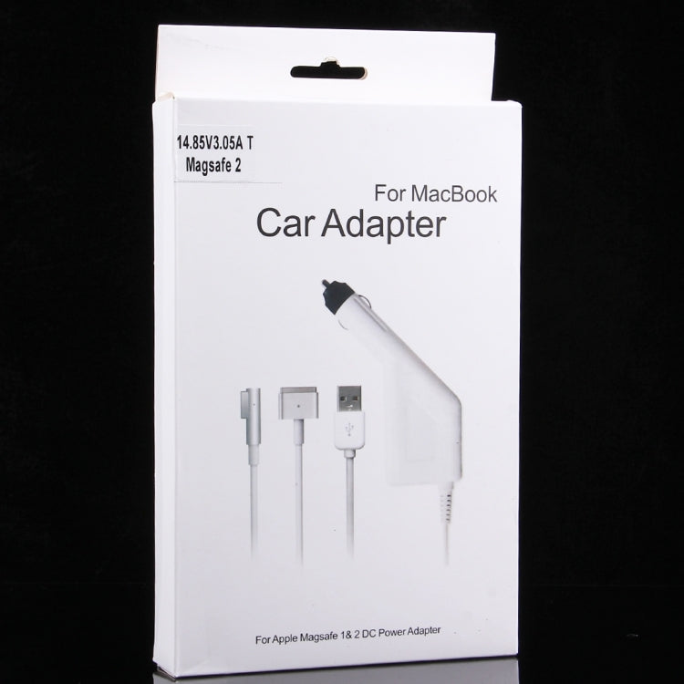 45W 14.85V 3.05A 5ピン Tスタイル MagSafe 2 カーチャージャー USBポート1つ付き Apple MacBook A1466 / A1436 / A1465 / A1435 / MD224 / MD231 / MD761 / MD711用、長さ: 1.7m、45W 14.85V 3.05A