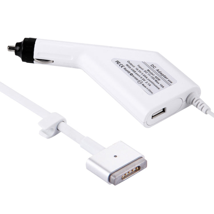 60W 16.5V 3.65A 5ピン Tスタイル MagSafe 2 カーチャージャー USBポート1つ付き Apple MacBook A1465 / A1502 / A1435 / MD212 / MD2123 / MD662用、長さ: 1.7m
