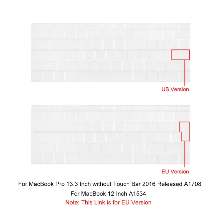ENKAY TPUキーボードプロテクターカバー 2015年 MacBook 12インチ (A1534) / MacBook Pro 13.3インチ Touch Barなし (A1708)、ヨーロッパ版、EU版