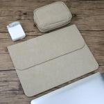 MacBook Air 11.6インチ A1465（2012-2015）/ A1370（2010-2011）用 2-in-1 横型マットレザー ラップトップインナーバッグ＋電源バッグ