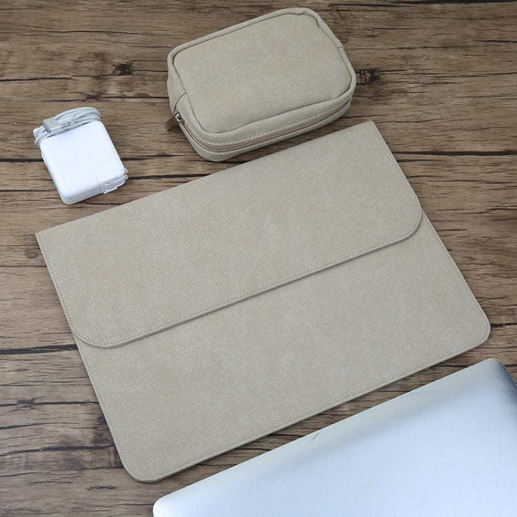 MacBook 12インチ A1534（2015-2017）用 2-in-1 横型マットレザー ラップトップインナーバッグ＋電源バッグ
