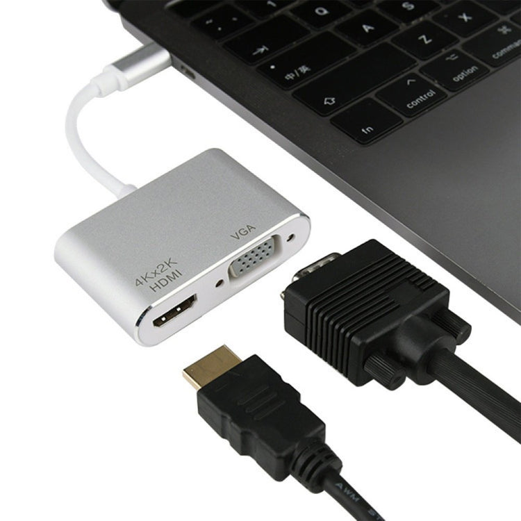 4-in-1 USB / Type-C から4K HDMI + VGA + USB 3.0 インターフェース多機能アダプター