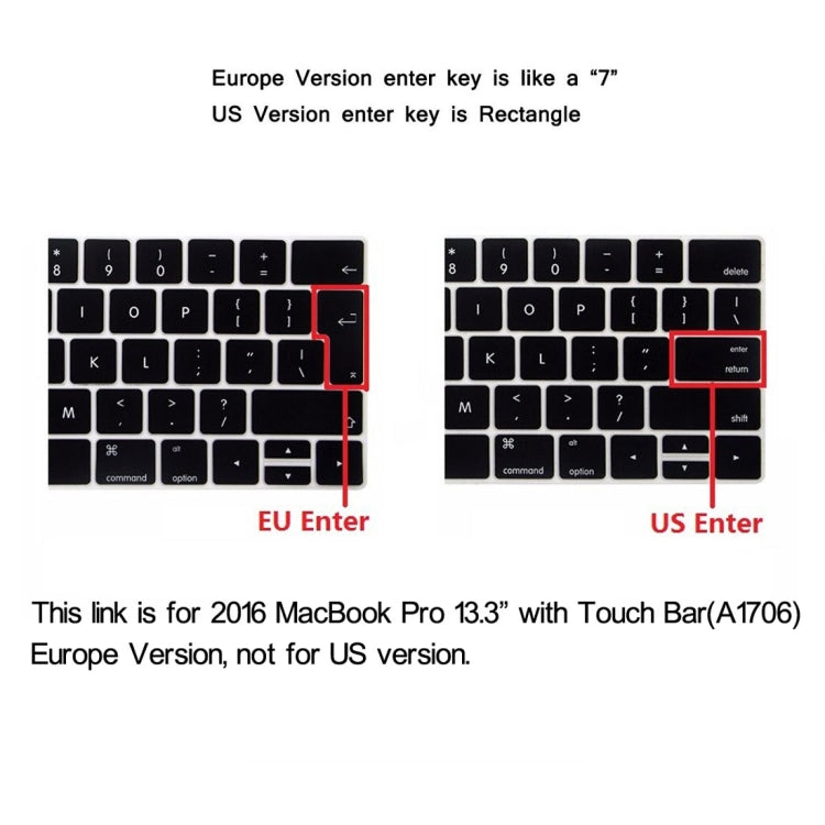 ENKAY Hat-Prince 2-in-1 フロストハードシェルプラスチック保護ケース＋ヨーロッパ版 超薄型TPUキーボードプロテクターカバー（2016年モデル MacBook Pro 13.3インチ Touch Bar付き A1706、ヨーロッパ版）