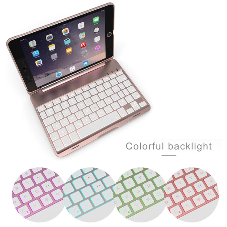 F8SM+ ラップトップバージョン カラフルバックライト アルミ合金 Bluetoothキーボード タブレットケース iPad mini 4 / mini 5用