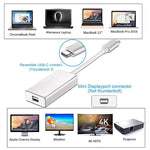 USB-C / Type-C 3.1オスからMini DPメスHD変換アダプター、長さ：12cm、シルバー、ゴールド