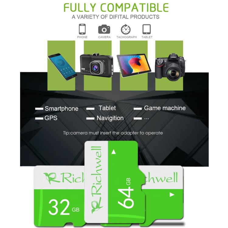 Richwell 32GB 高速 クラス10 マイクロSD（TF）メモリーカード、32GB
