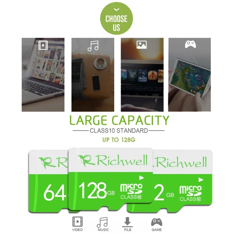 Richwell 8GB 高速 クラス10 マイクロSD（TF）メモリーカード、8GB