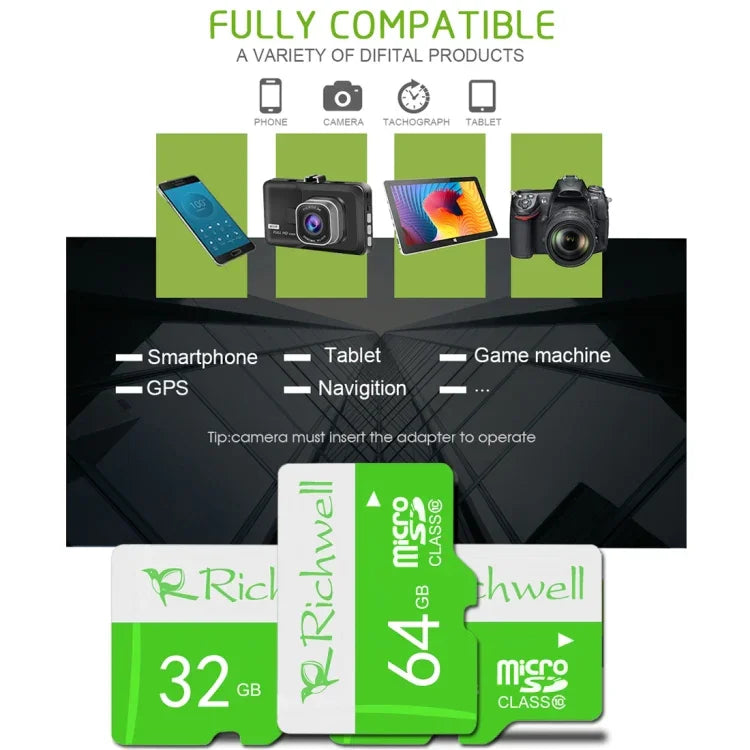 Richwell 8GB 高速 クラス10 マイクロSD（TF）メモリーカード、8GB