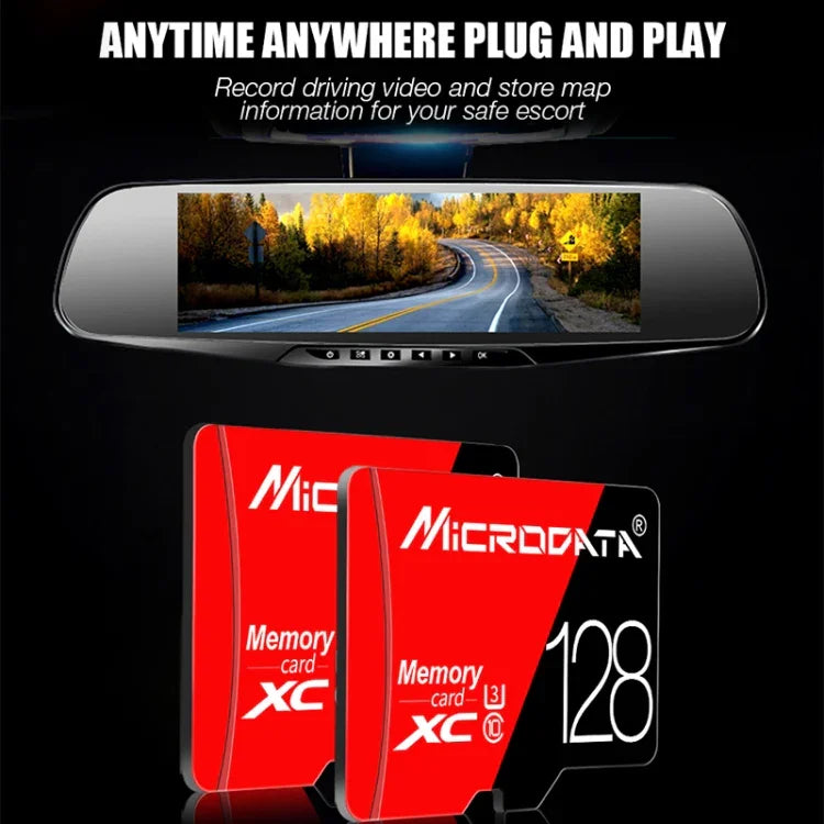 MICRODATA 128GB 高速 U3 レッド＆ブラック TF（マイクロSD）メモリーカード、128GB
