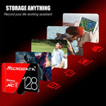 MICRODATA 128GB 高速 U3 レッド＆ブラック TF（マイクロSD）メモリーカード、128GB