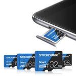 STICKDRIVE 16GB 高速 U1 ブルー＆ブラック TF（マイクロSD）メモリーカード、16GB