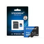 STICKDRIVE 16GB 高速 U1 ブルー＆ブラック TF（マイクロSD）メモリーカード、16GB