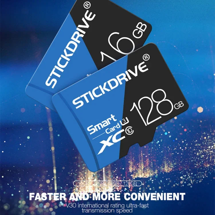 STICKDRIVE 32GB 高速 U1 ブルー＆ブラック TF（マイクロSD）メモリーカード、32GB