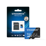 STICKDRIVE 64GB 高速 U3 ブルー＆ブラック TF（マイクロSD）メモリーカード、64GB