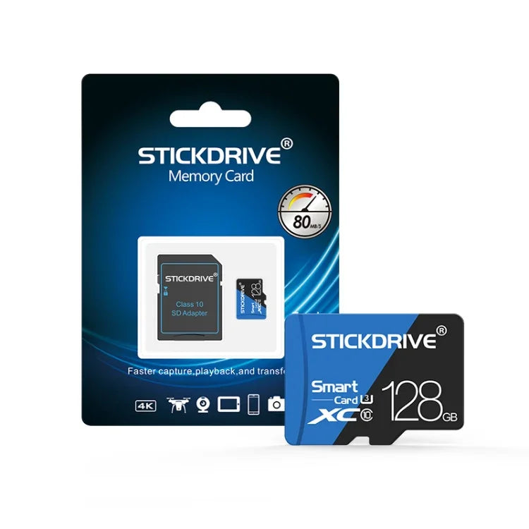 STICKDRIVE 128GB 高速 U3 ブルー＆ブラック TF（Micro SD）メモリーカード、128GB