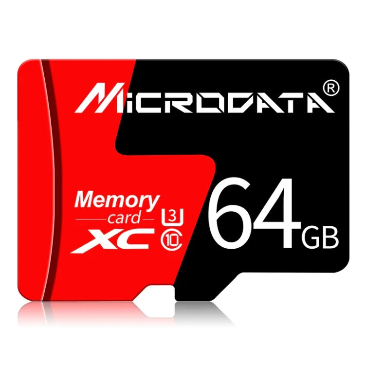 MICRODATA 64GB U3 レッド＆ブラック TF（マイクロSD）メモリーカード、64GB