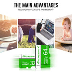 MICRODATA 16GB U1 グリーン＆ホワイト TF（マイクロSD）メモリーカード、16GB