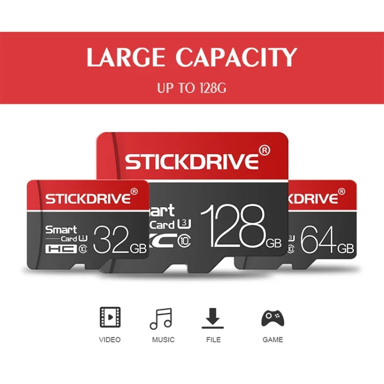 STICKDRIVE 64GB U3 ホワイトライン レッド＆ブラック TF(Micro SD) メモリーカード, 64GB