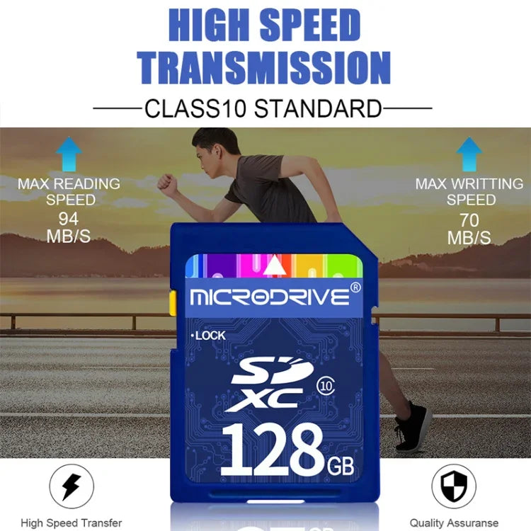 Microdrive 128GB 高速クラス10 SDメモリーカード、すべてのデジタル機器用、SDカードスロット対応、128GB